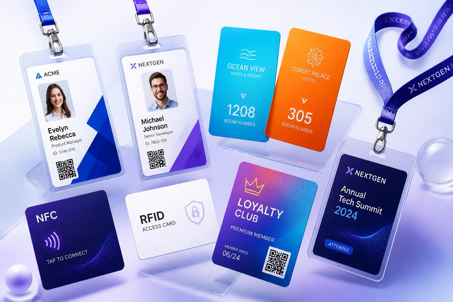 Professional PVC ID cards, hotel keys, RFID and loyalty cards